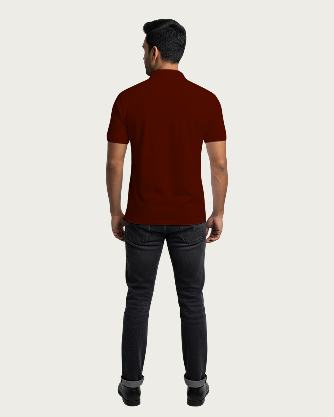 Bencut Men&amp;#39;s Brick Red Solid Polo Neck T-shirt