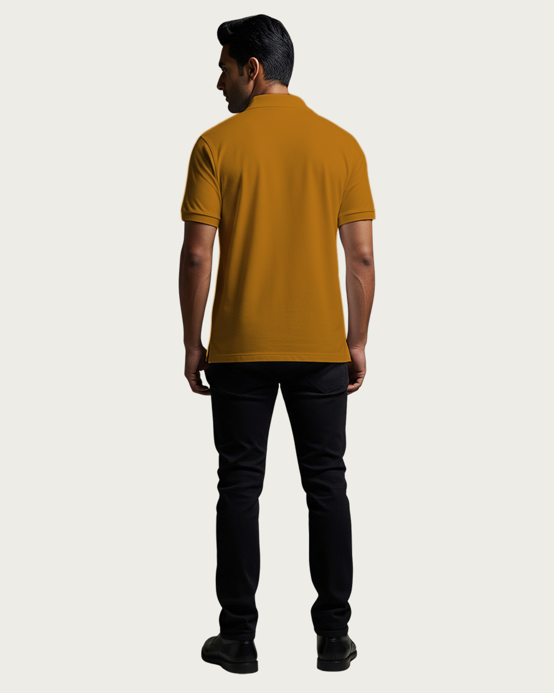 Bencut Men&amp;#39;s Mustard Yellow Solid Polo Neck T-shirt