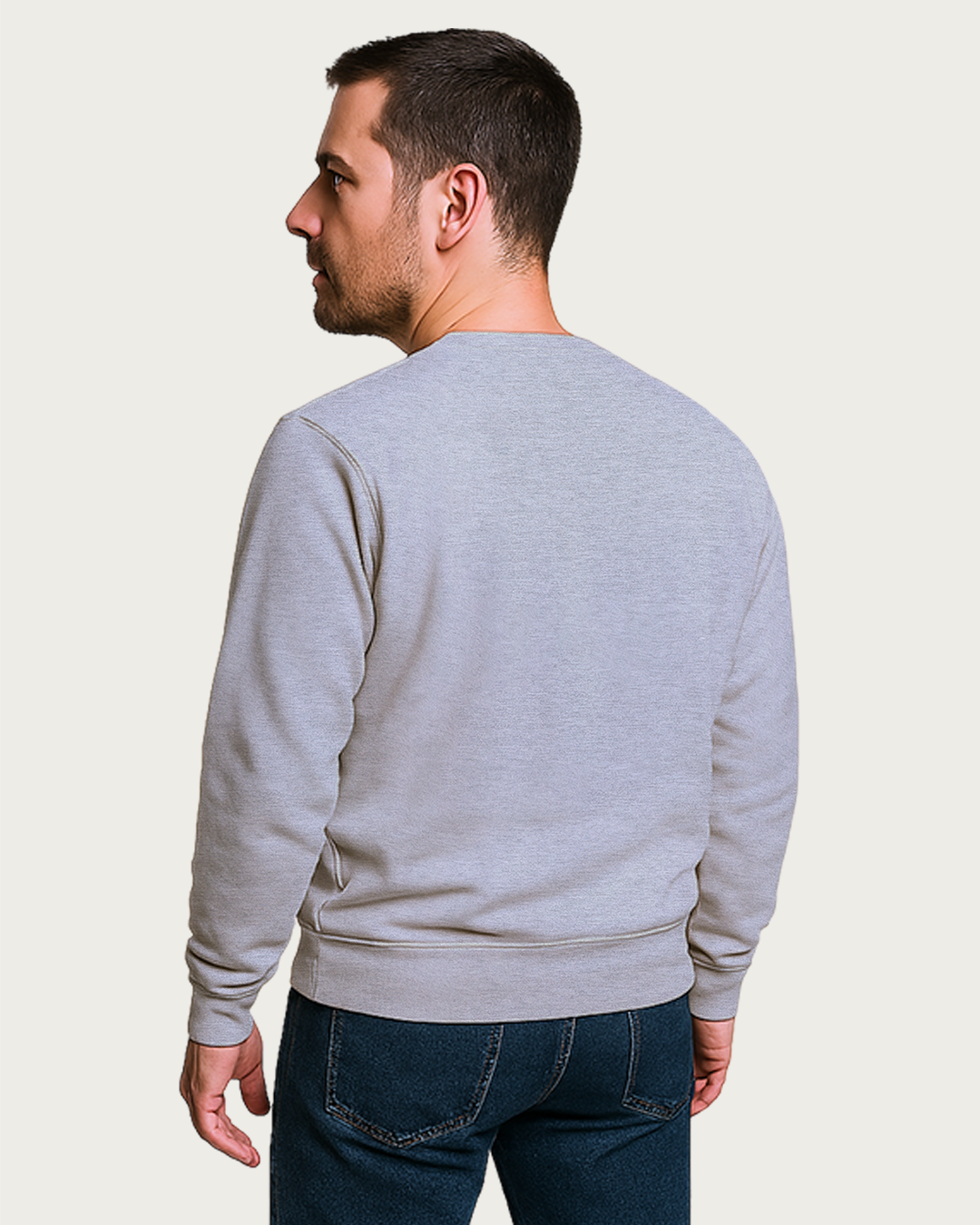 Men&amp;#39;s Grey Melange Regular Sweatshirt