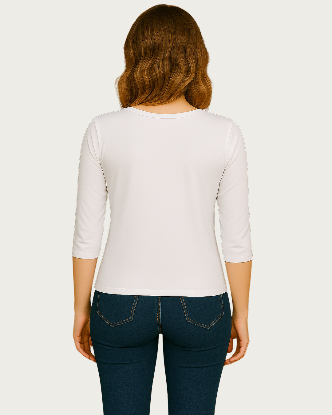 Women&amp;#39;s 3/4 Sleeve T-Shirt  Soft Cotton, Regular Fit White