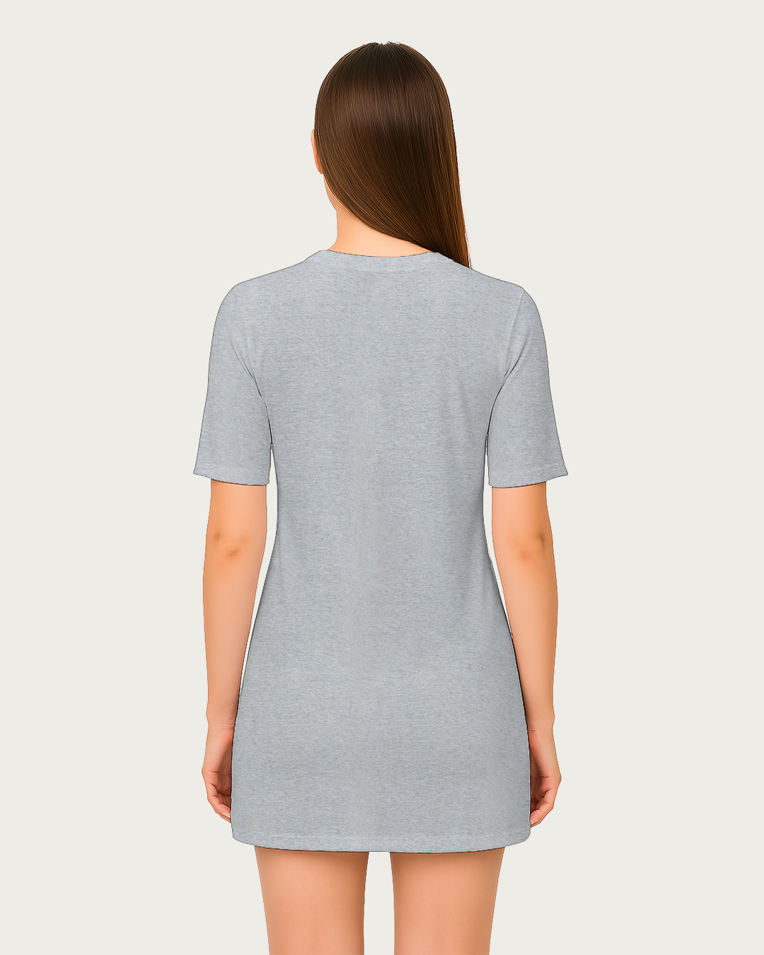 Bencut Women&amp;#39;s Long T-Shirt Dress – Relaxed Fit Grey Melange
