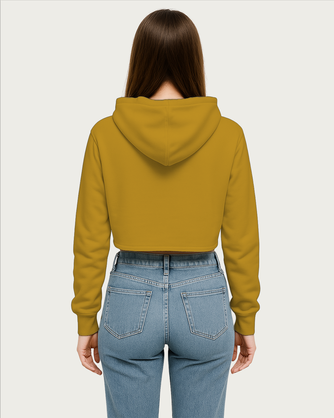 Women&amp;#39;s Mustard Yellow Cropped Hoodies