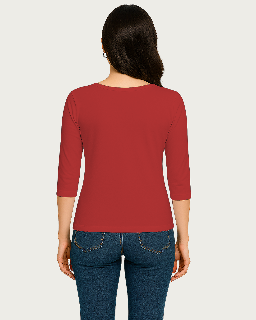 Women&amp;#39;s 3/4 Sleeve T-Shirt  Soft Cotton, Regular Fit Red