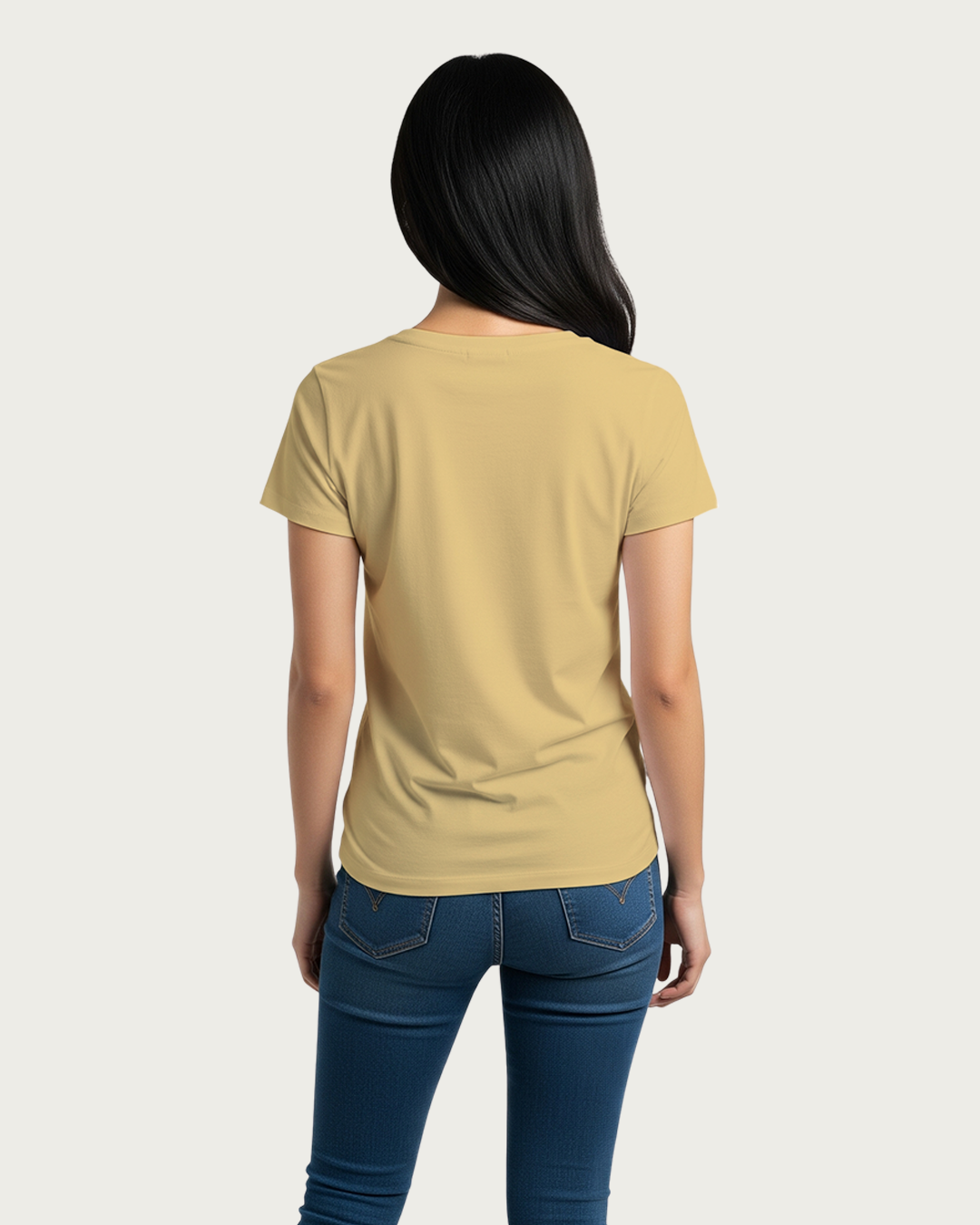 Beige Solid Classic Standard T-Shirt