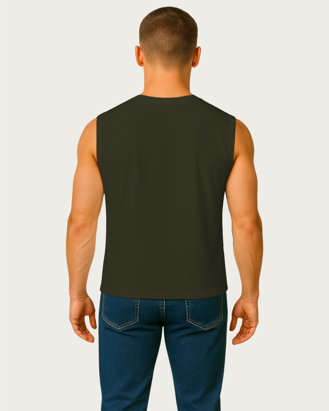 Bencut Men&amp;#39;s Relaxed Sleeveless Tank Tee : Olive Green Plain