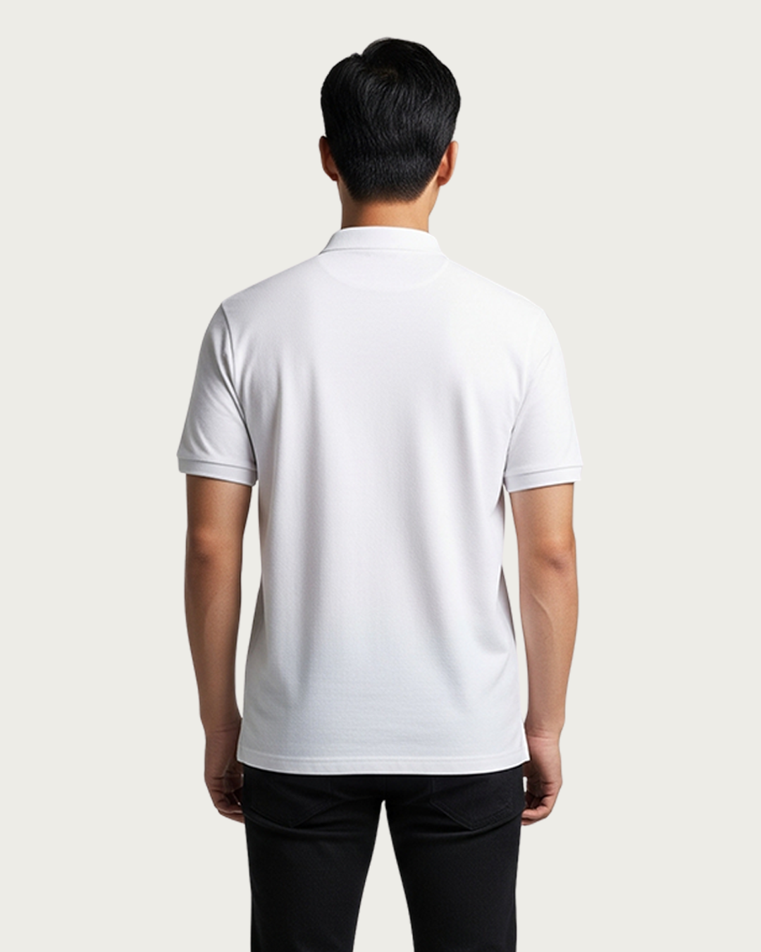 Bencut Men&amp;#39;s White Solid Polo Neck T-shirt