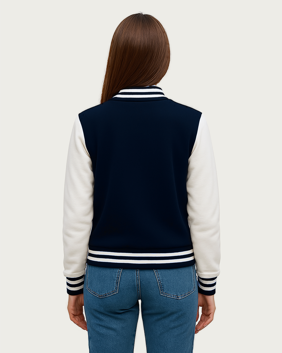 Bencut Women&amp;#39;s B Navy Blue Varsity Jacket