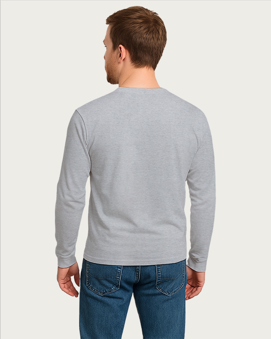 Bencut Men&amp;#39;s Grey Melange Full Sleeve T-shirt