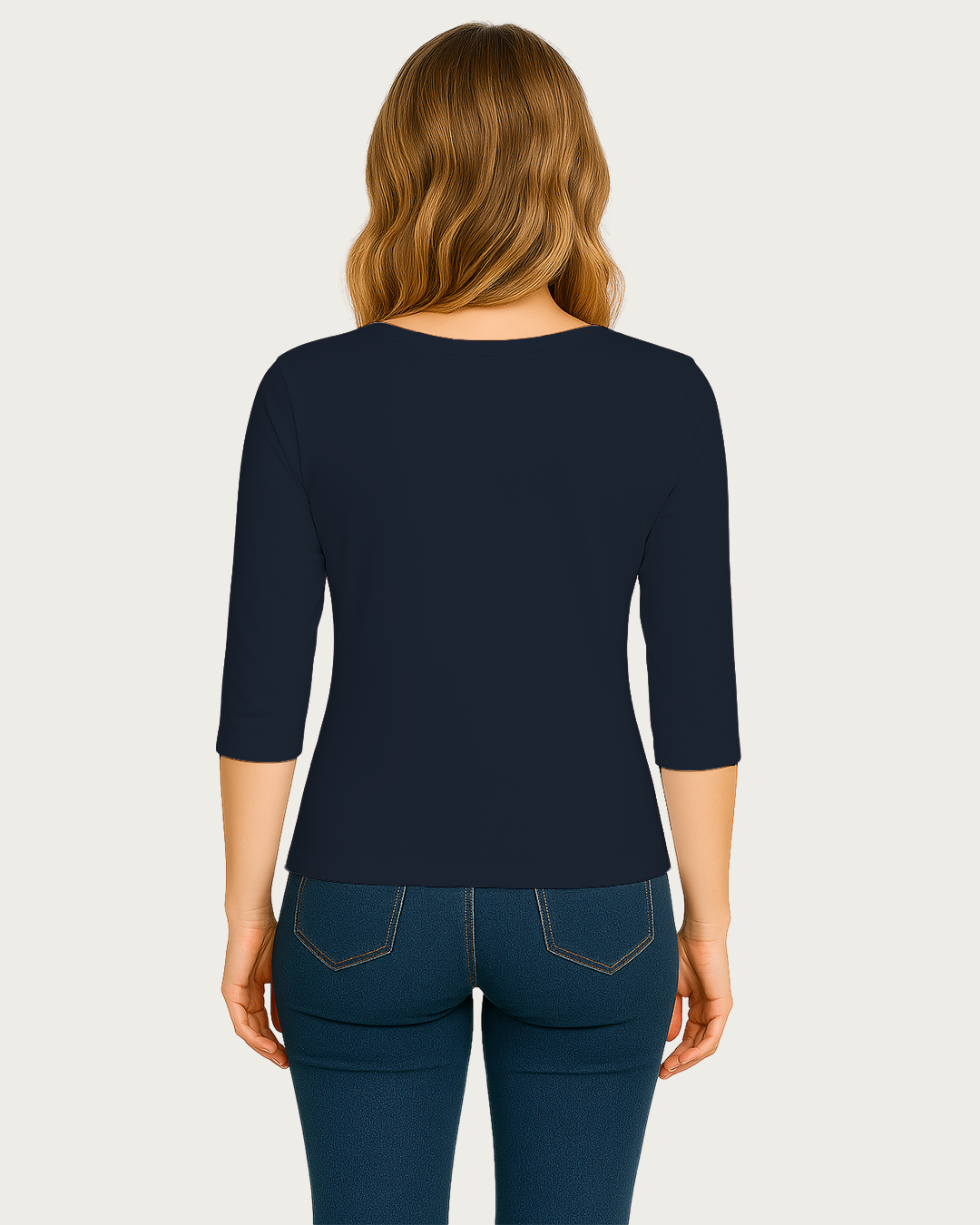Women&amp;#39;s 3/4 Sleeve T-Shirt  Soft Cotton, Regular Fit Navy Blue