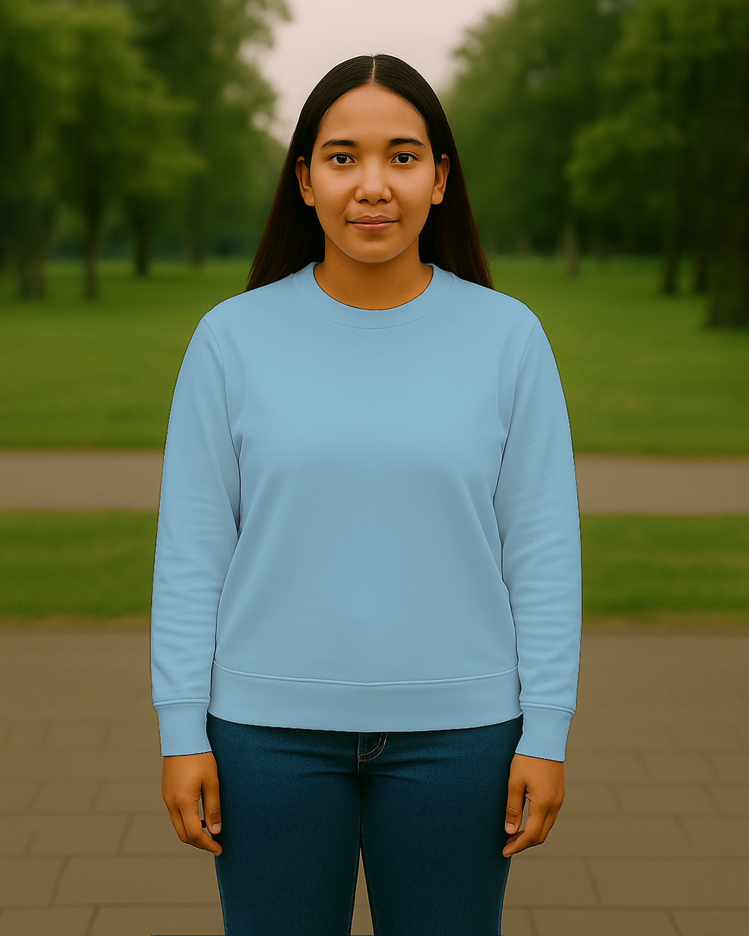 Women&amp;#39;s Baby Blue Regular Sweatshirt