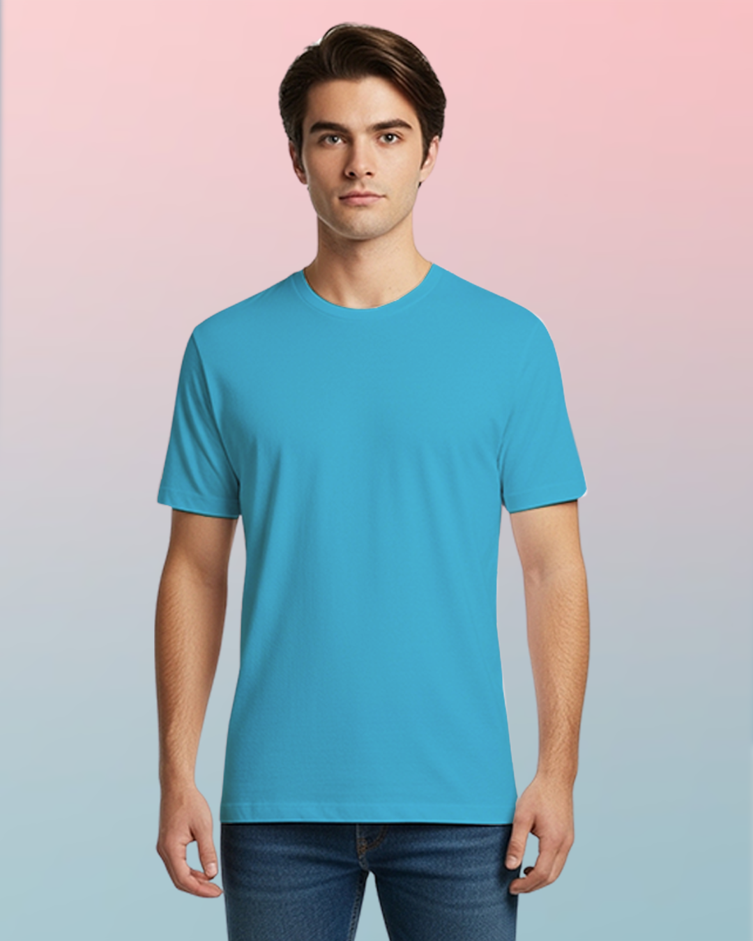 SkyBlue Plain Classic Standard T-Shirt