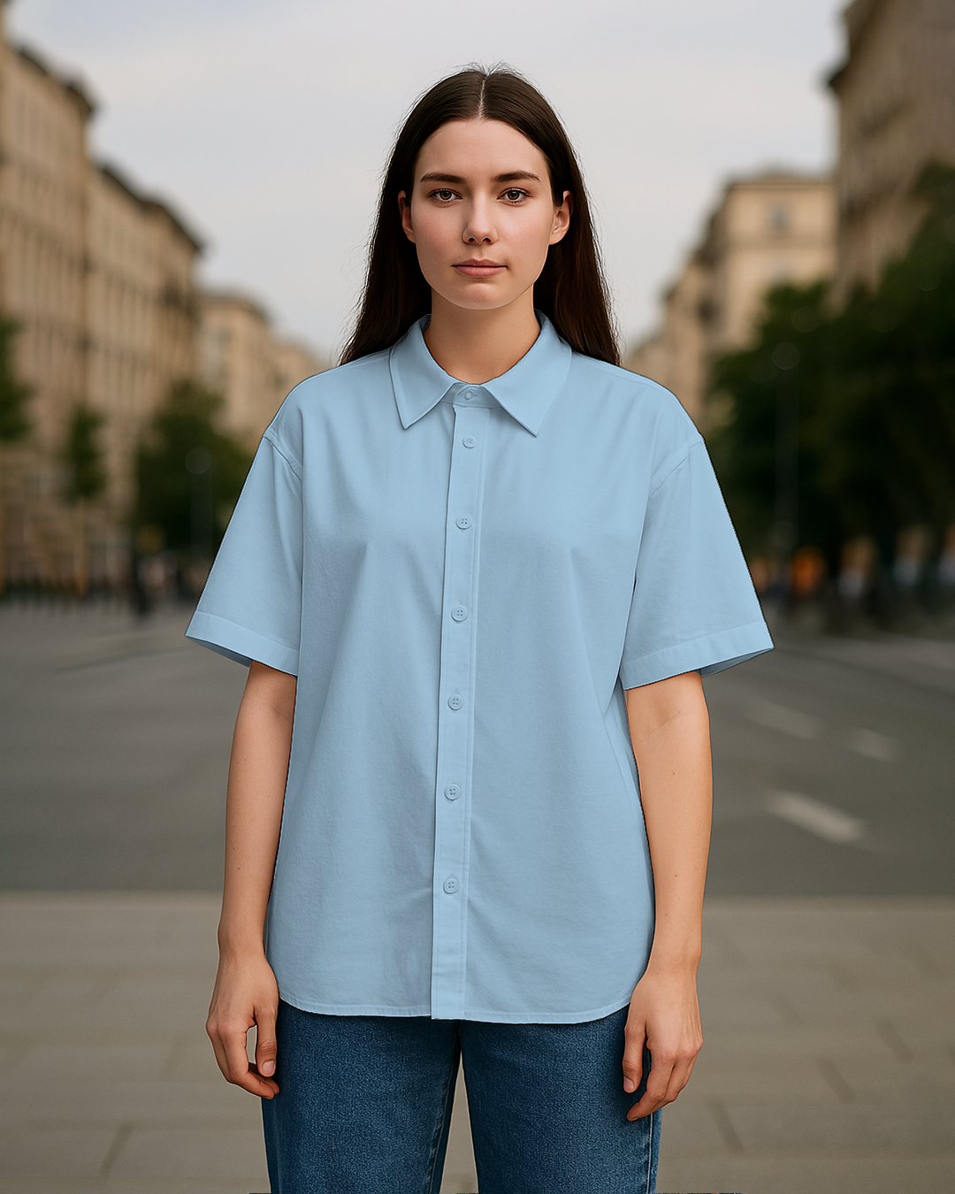 Women&amp;#39;s Baby Blue Oversized Shirt
