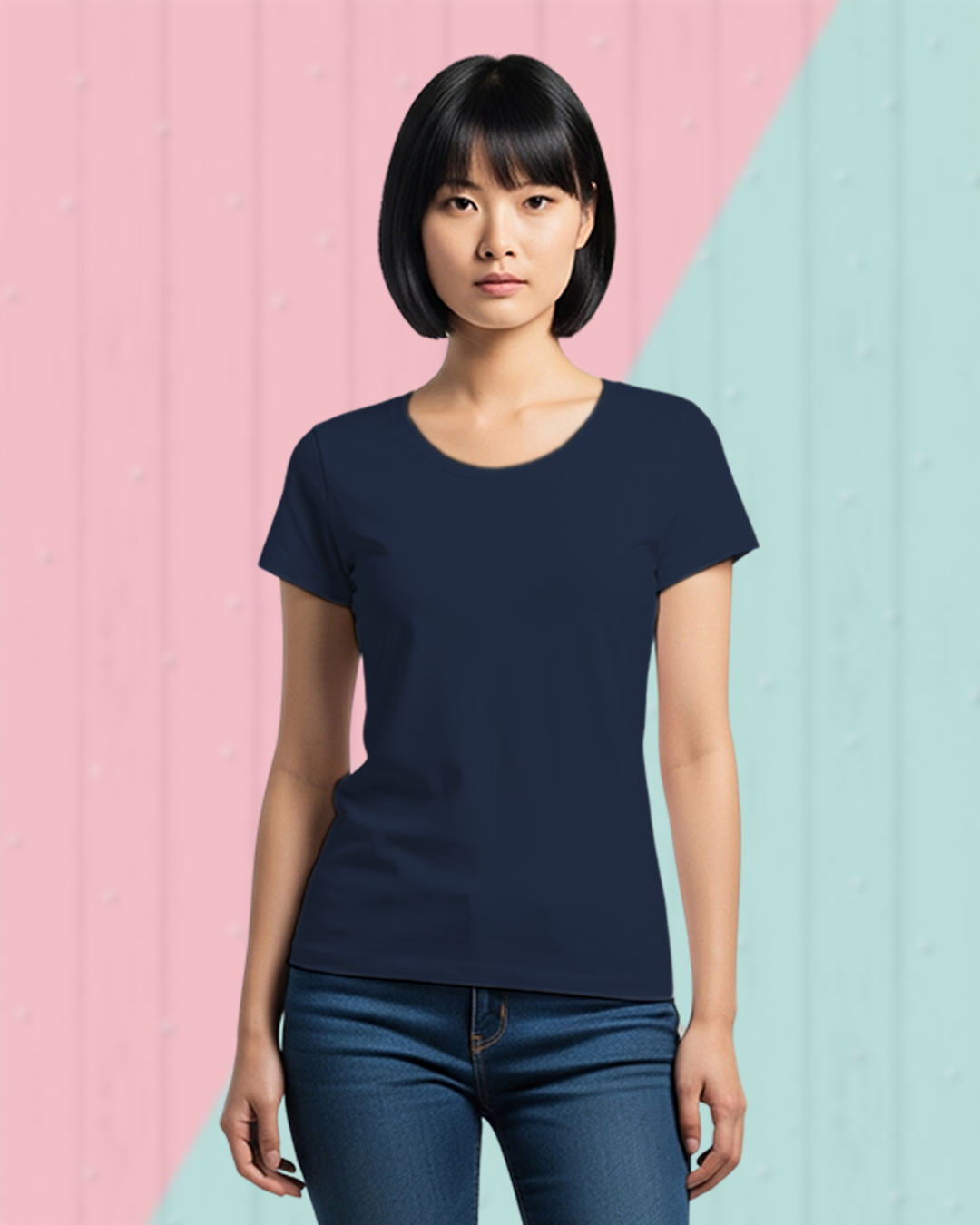 Navy Blue Solid Classic Standard T-Shirt
