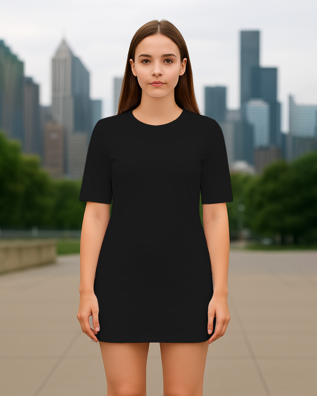 Bencut Women&amp;#39;s Long T-Shirt Dress – Relaxed Fit Black