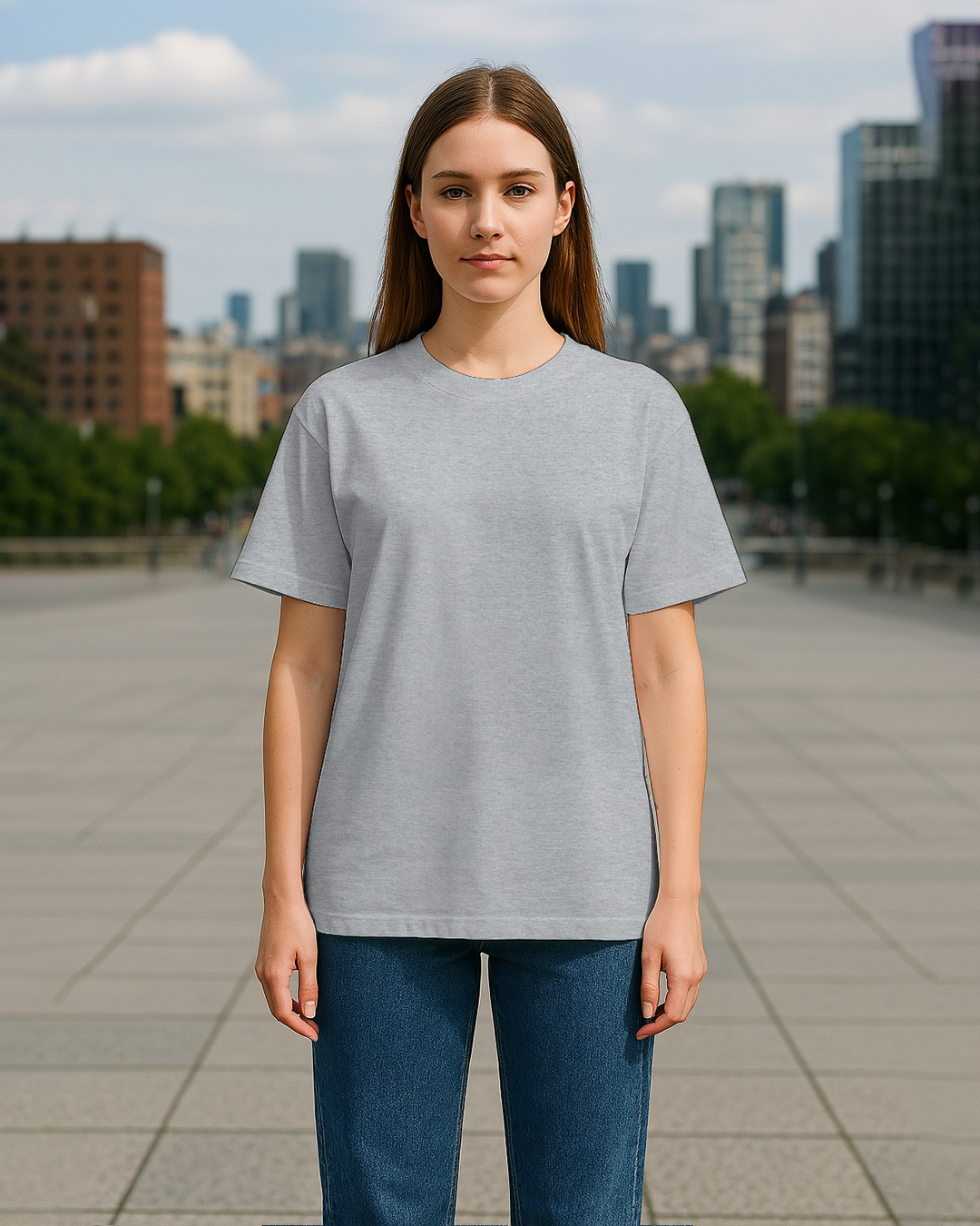 Womens&amp;#39;s Grey Melange Oversized T-shirt