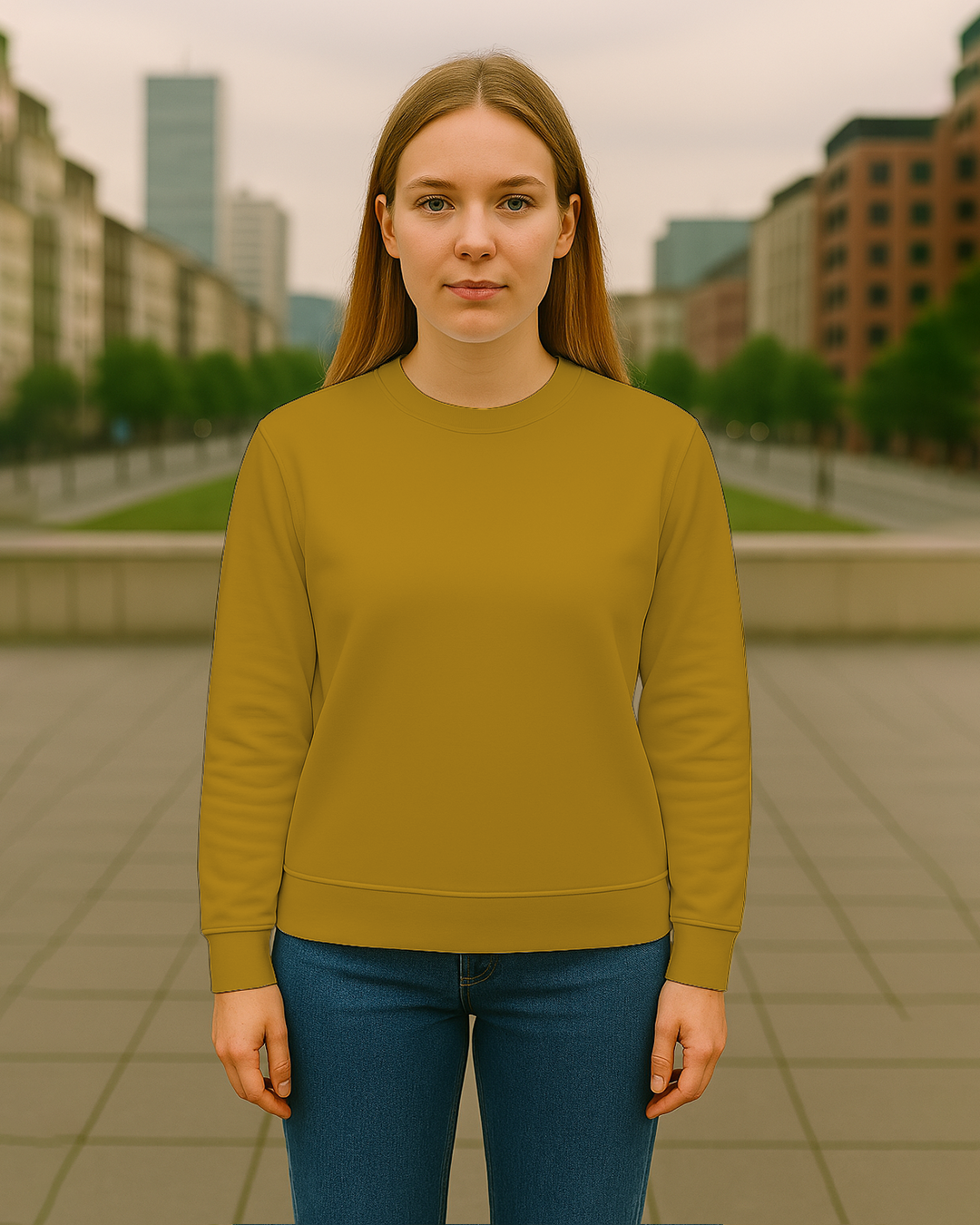 Women&amp;#39;s Mustard Yellow Regular Sweatshirt