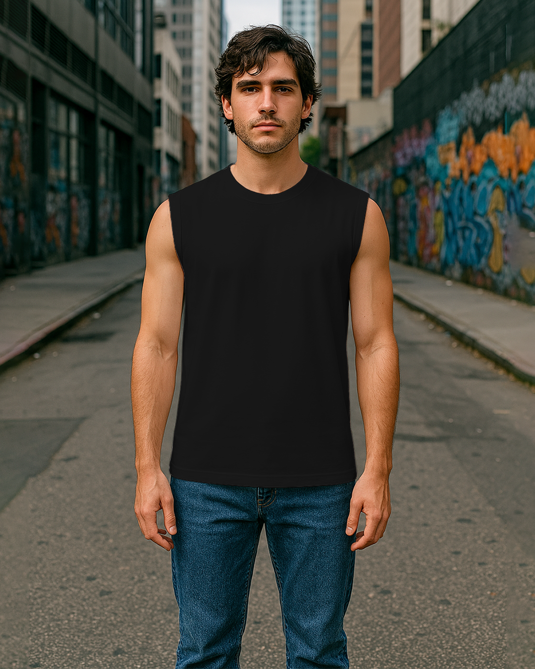Bencut Men&amp;#39;s Relaxed Sleeveless Tank Tee : Black Plain