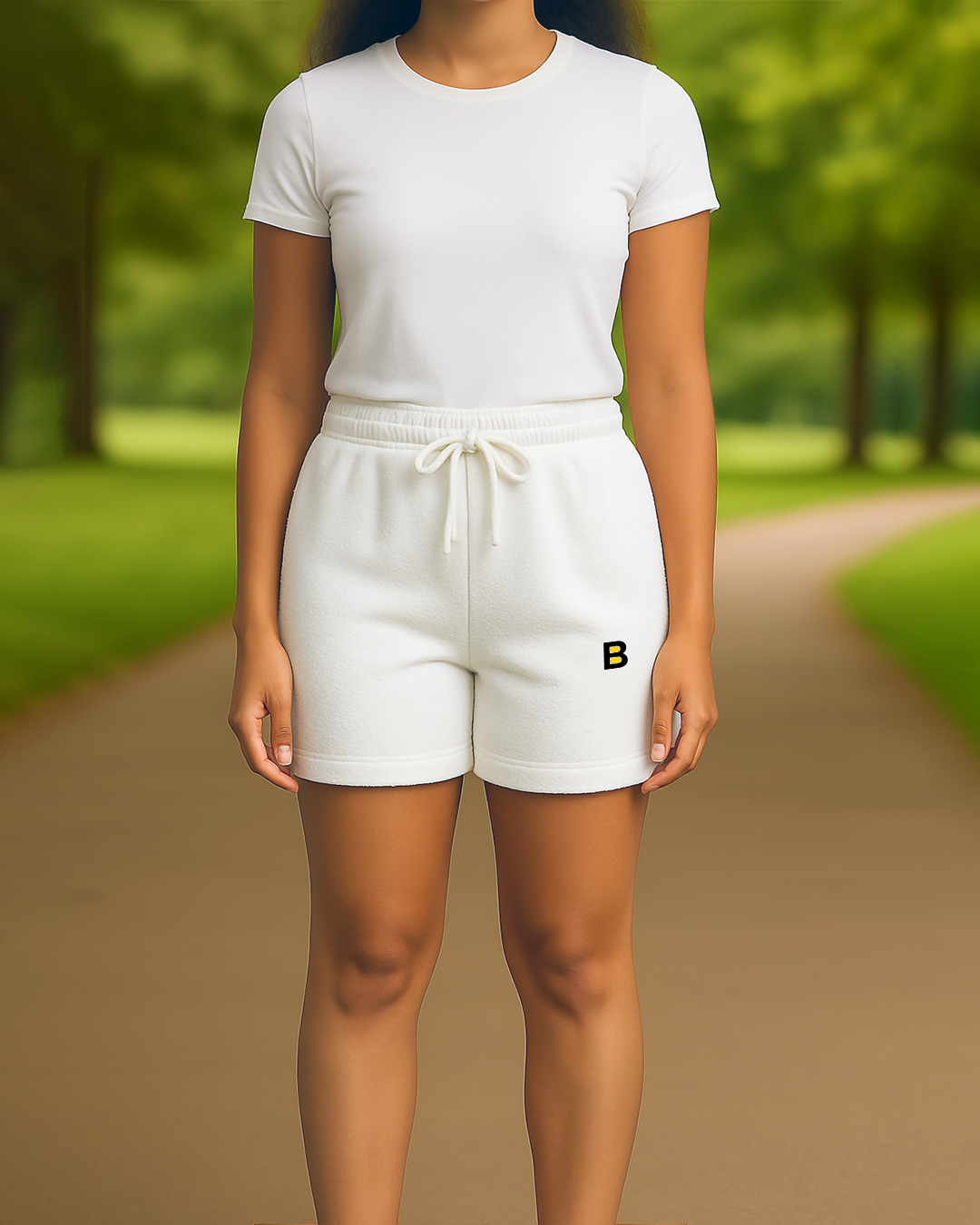 Bencut Women&amp;#39;s Regular Fit Terry Cotton Shorts White