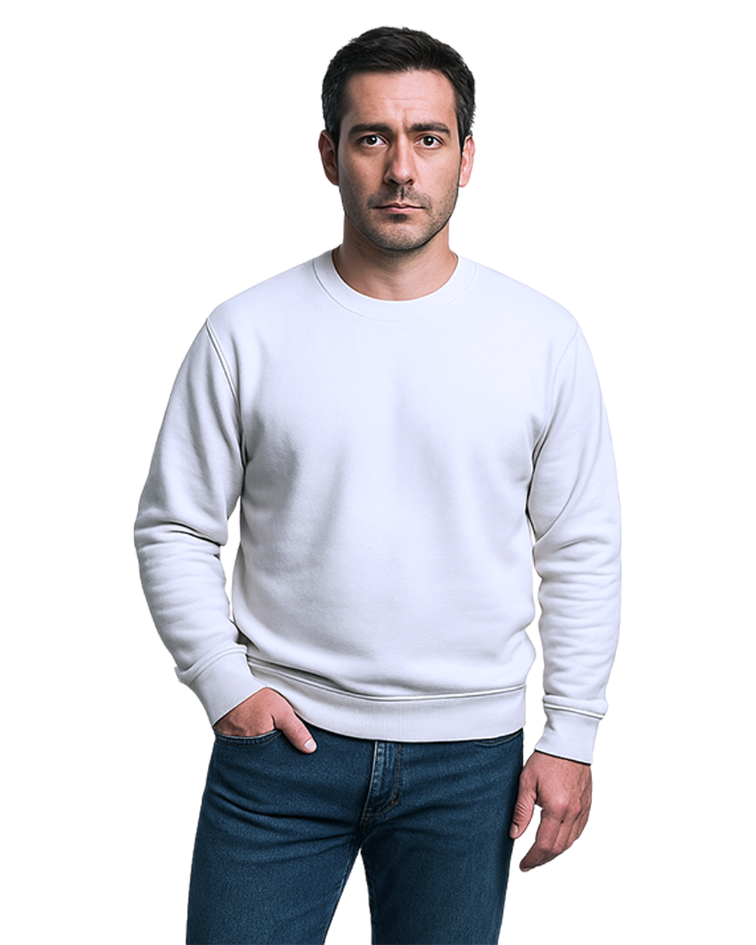 Men&amp;#39;s White Regular Sweatshirt