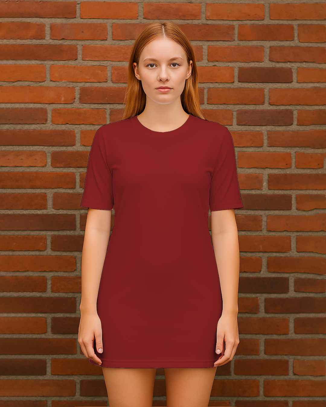 Bencut Women&amp;#39;s Long T-Shirt Dress – Relaxed Fit Red