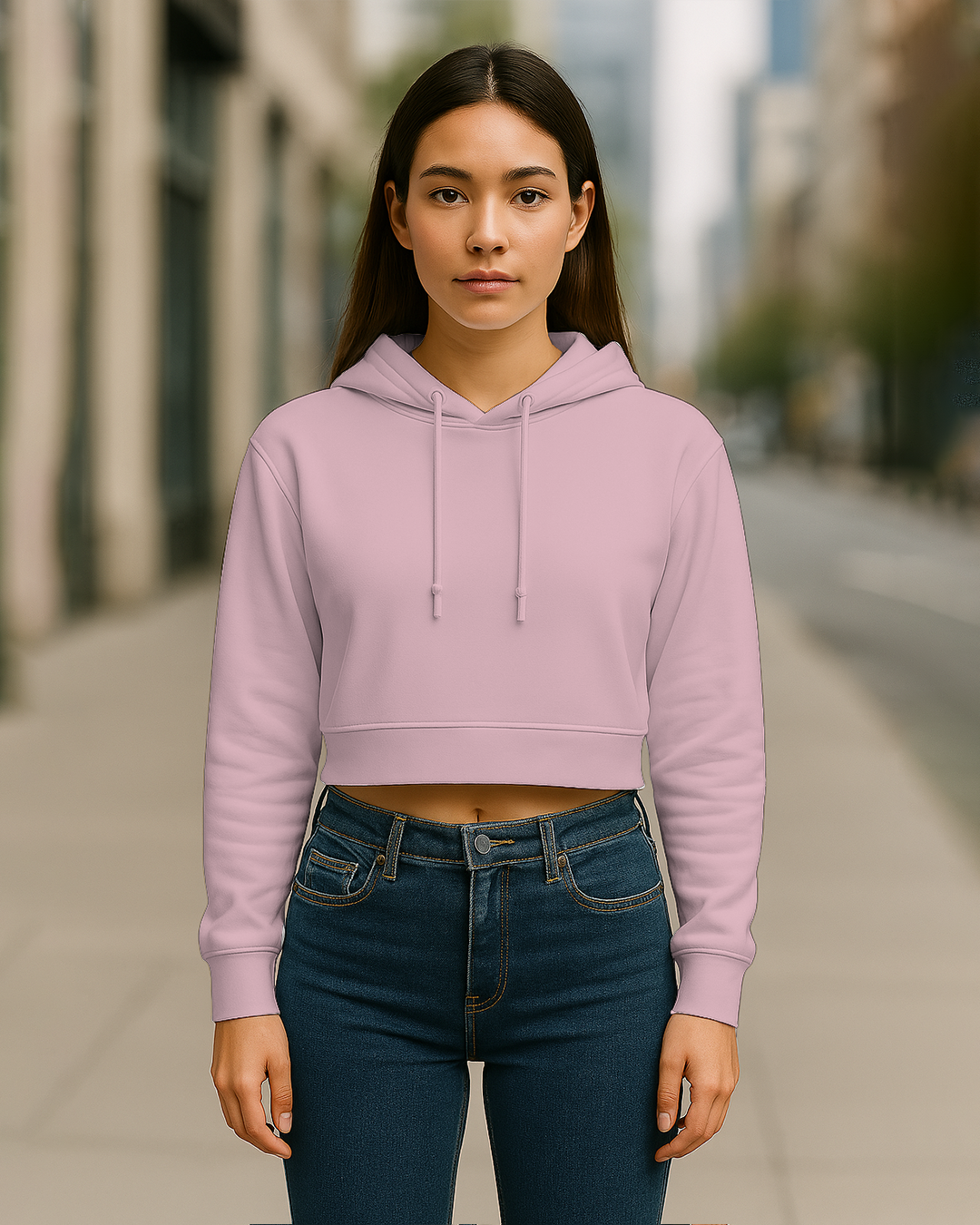 Women&amp;#39;s Light Baby Pink Cropped Hoodies