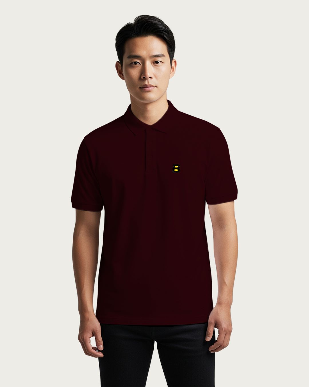 Bencut Men&amp;#39;s Maroon Solid Polo Neck T-shirt