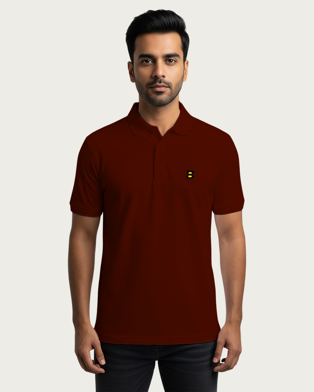 Bencut Men&amp;#39;s Brick Red Solid Polo Neck T-shirt