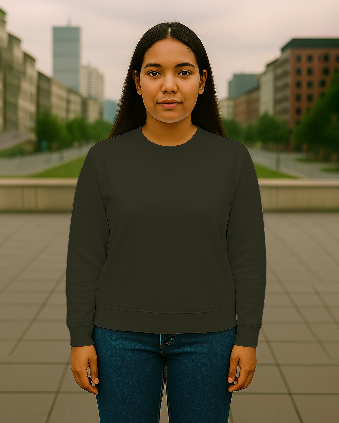 Women&amp;#39;s Olive Green Regular Sweatshirt