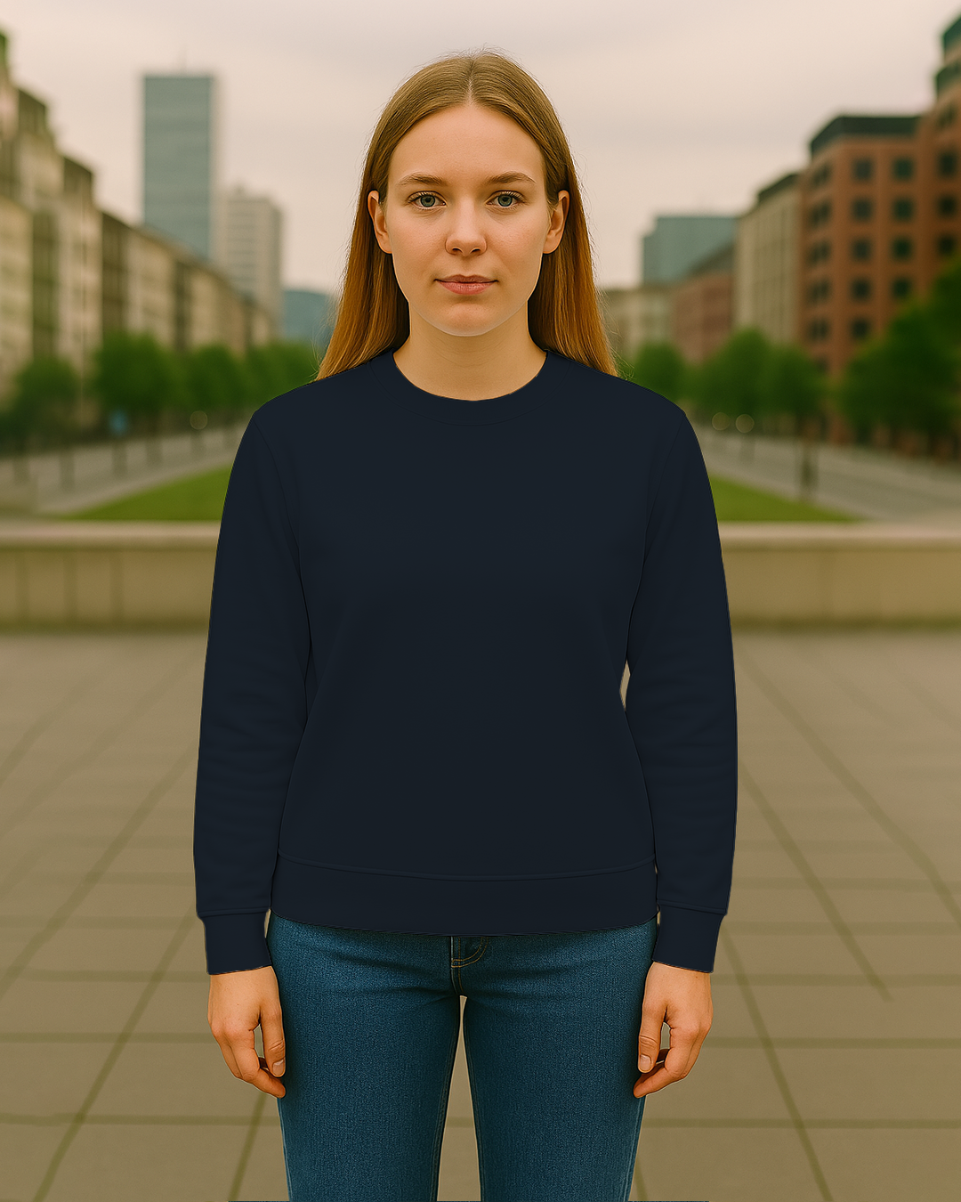 Women&amp;#39;s Navy Blue Regular Sweatshirt