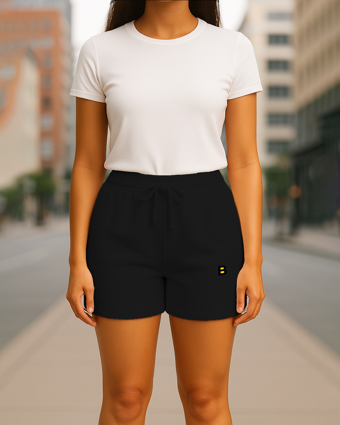 Bencut Women&amp;#39;s Regular Fit Terry Cotton Shorts Black