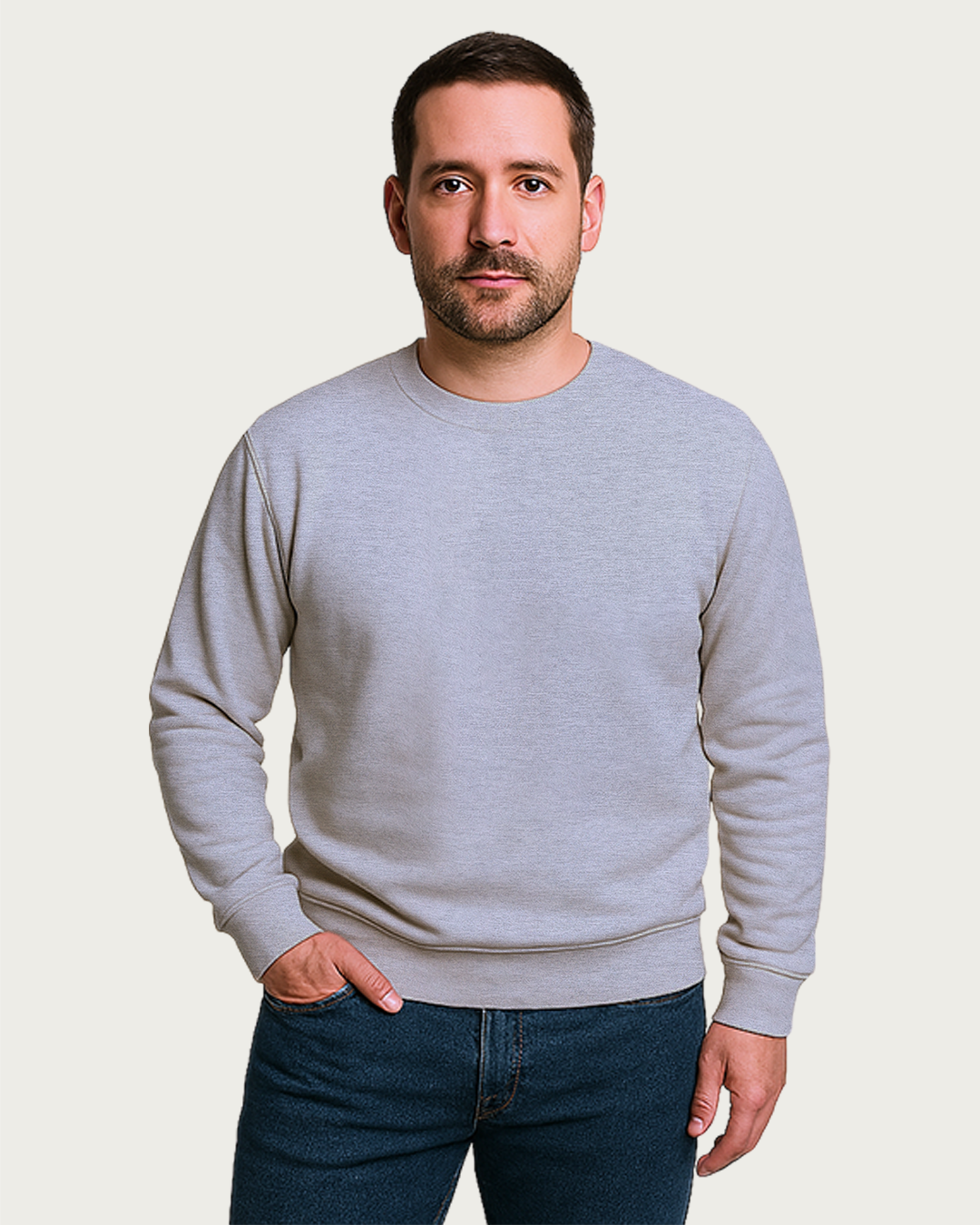 Men&amp;#39;s Grey Melange Regular Sweatshirt