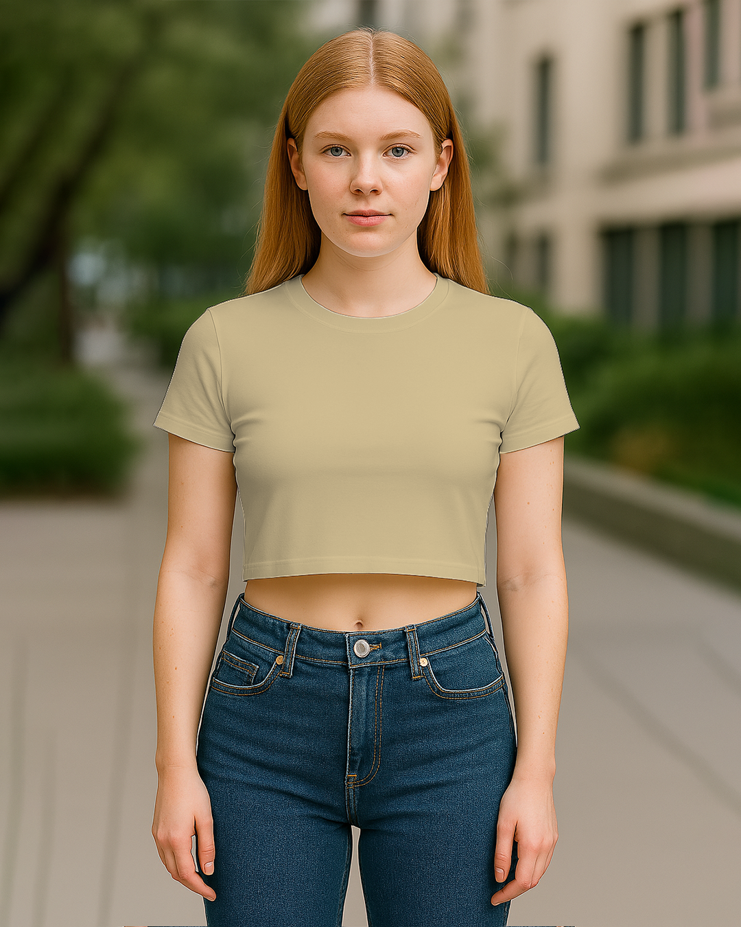 Bencut Women&amp;#39;s Blank Crop Top Beige