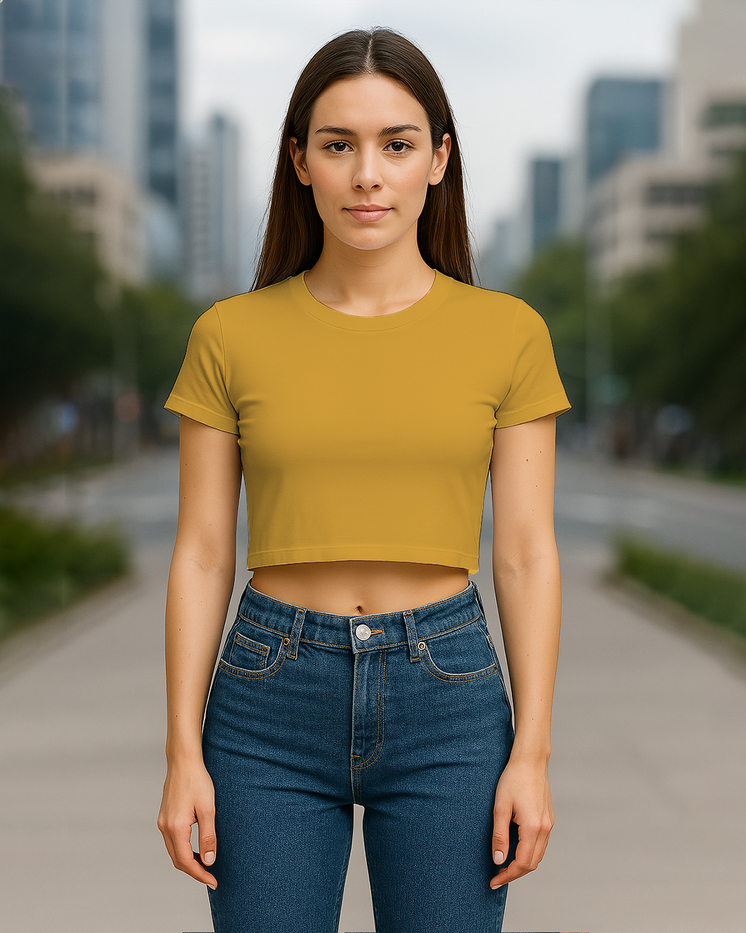 Bencut Women&amp;#39;s Blank Crop Top Golden Yellow