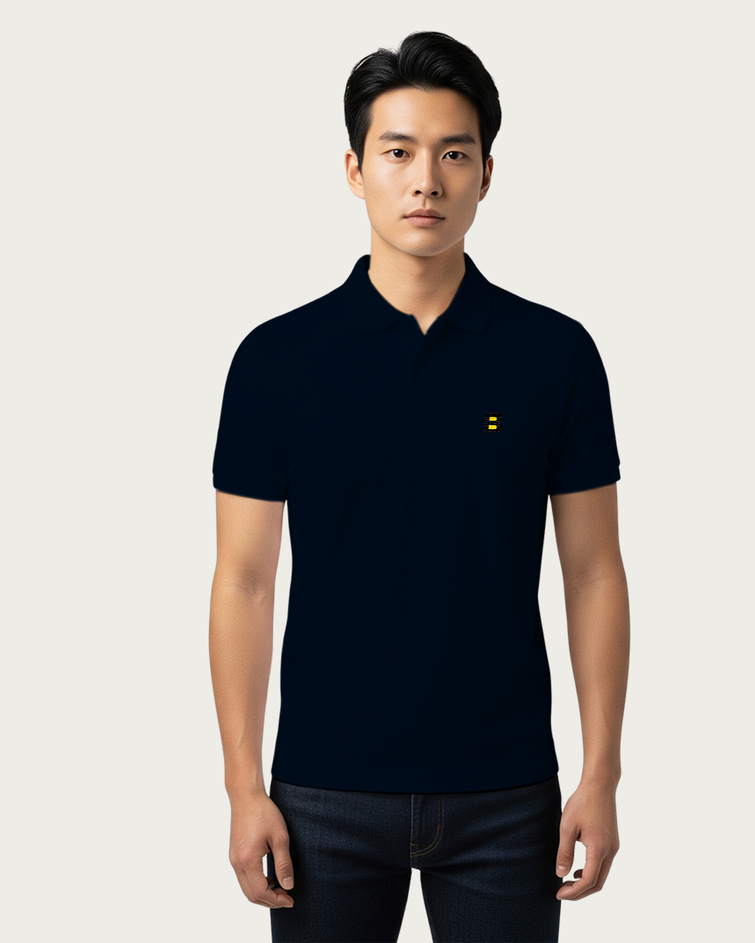 Bencut Men&amp;#39;s Navy Blue Solid Polo Neck T-shirt