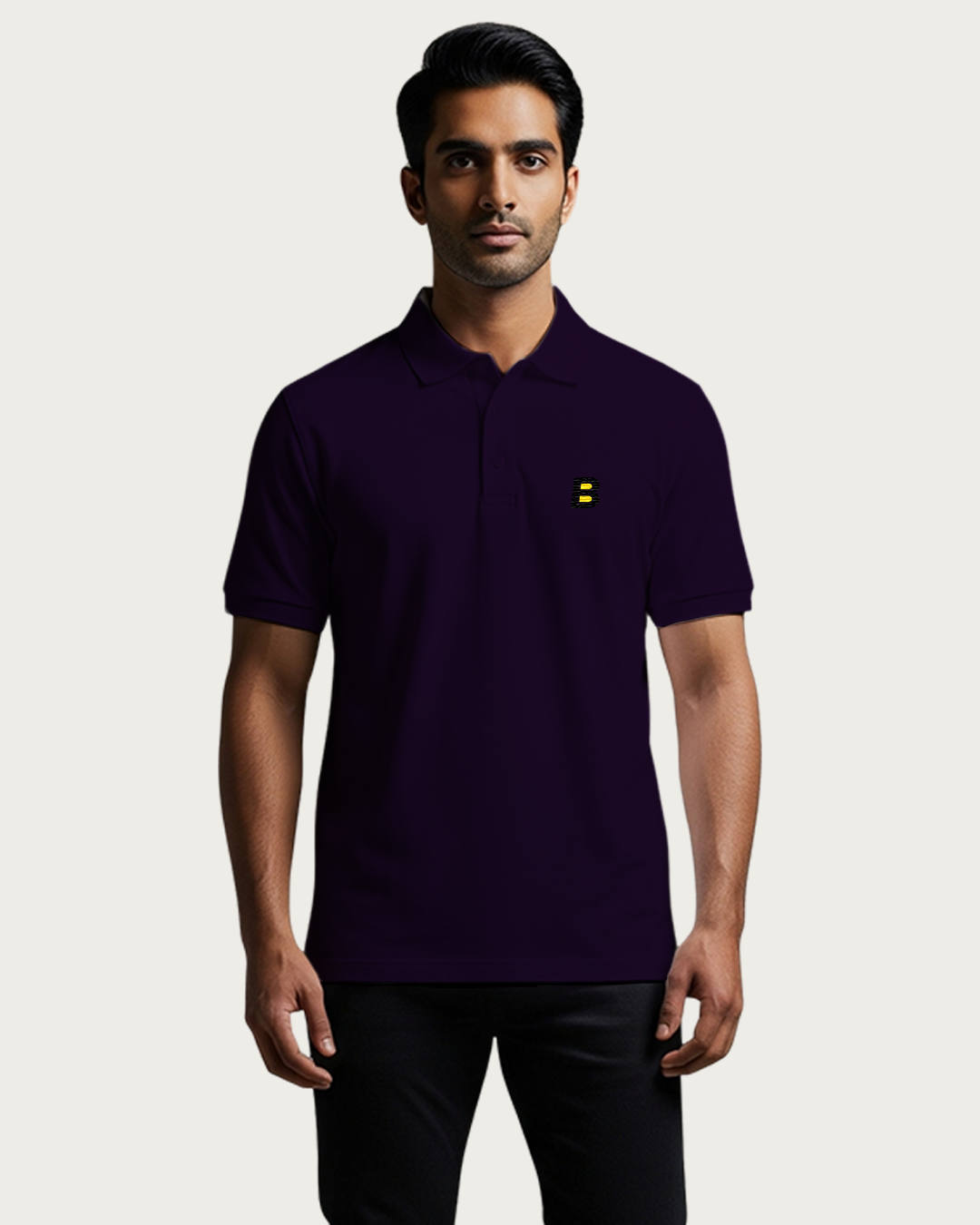Bencut Men&amp;#39;s Purple Solid Polo Neck T-shirt