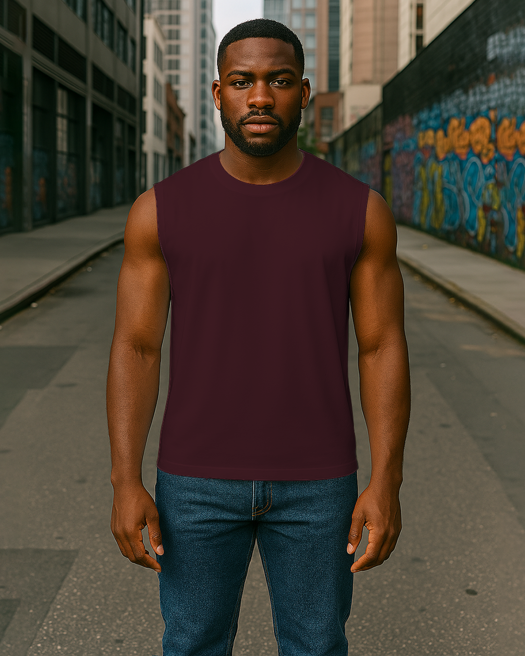 Bencut Men&amp;#39;s Relaxed Sleeveless Tank Tee : Maroon Plain