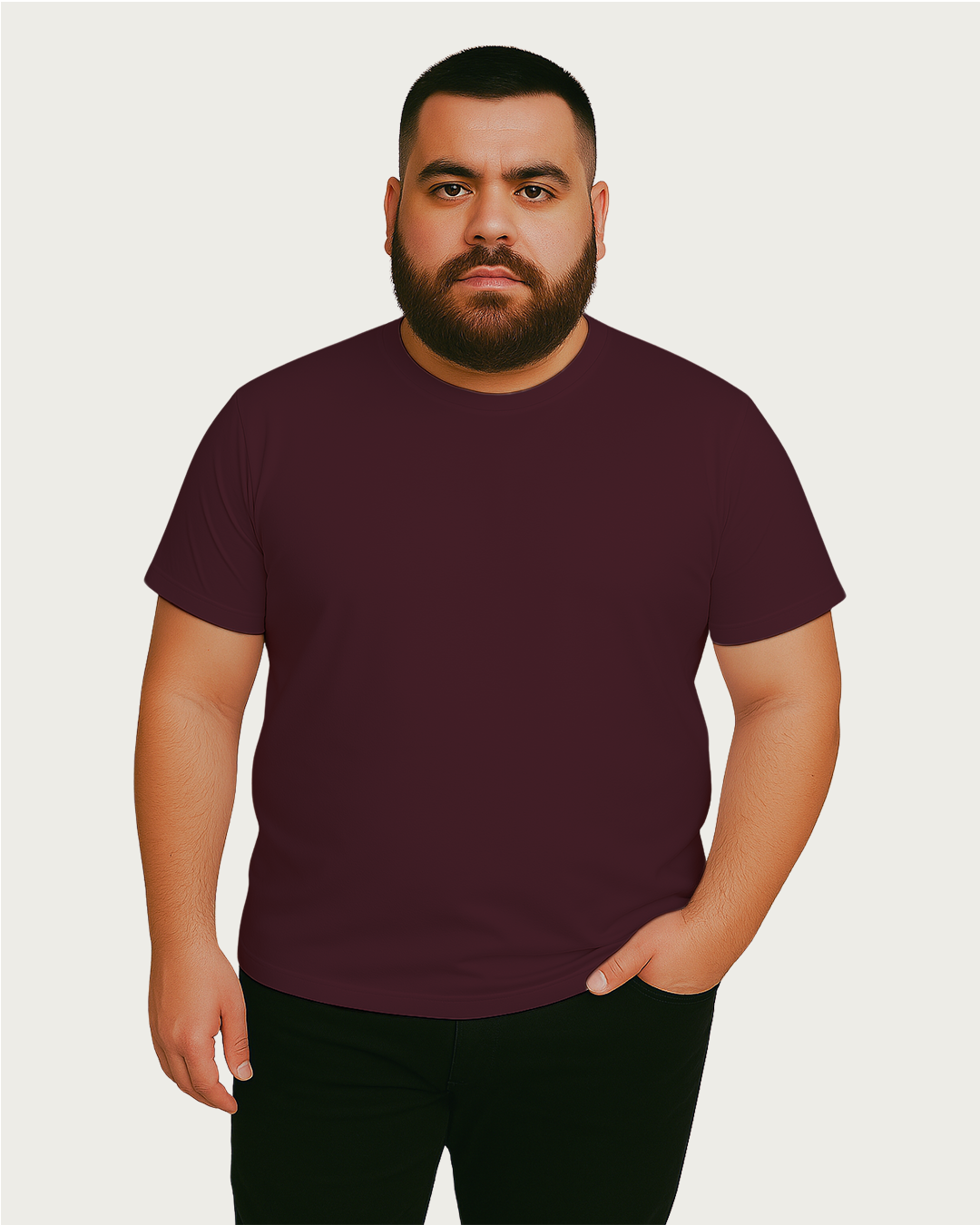 Maroon Plain Classic Standard T-Shirt Plus Size