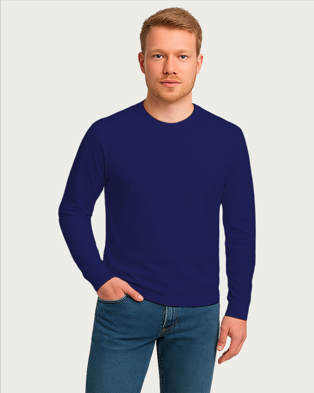 Bencut Men&amp;#39;s Navy Blue Full Sleeve T-shirt