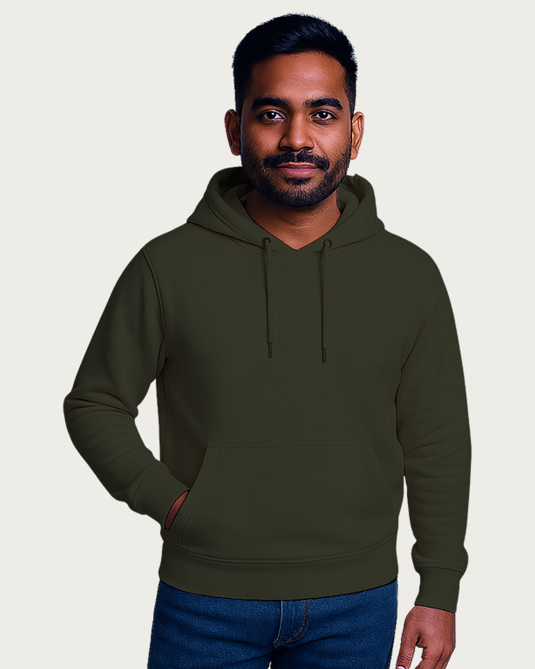 Men&amp;#39;s Olive Green Regular Hoodies