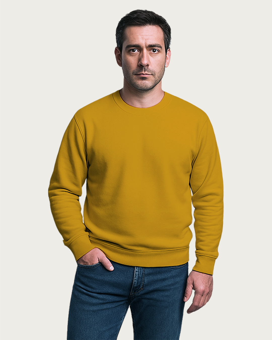 Men&amp;#39;s Mustard Yellow Regular Sweatshirt