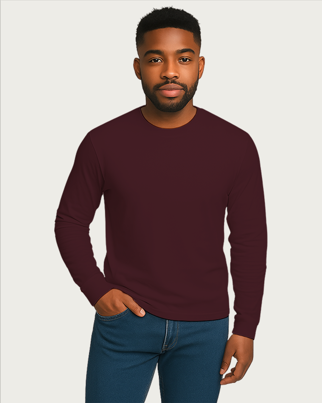 Bencut Men&amp;#39;s Maroon Full Sleeve T-shirt