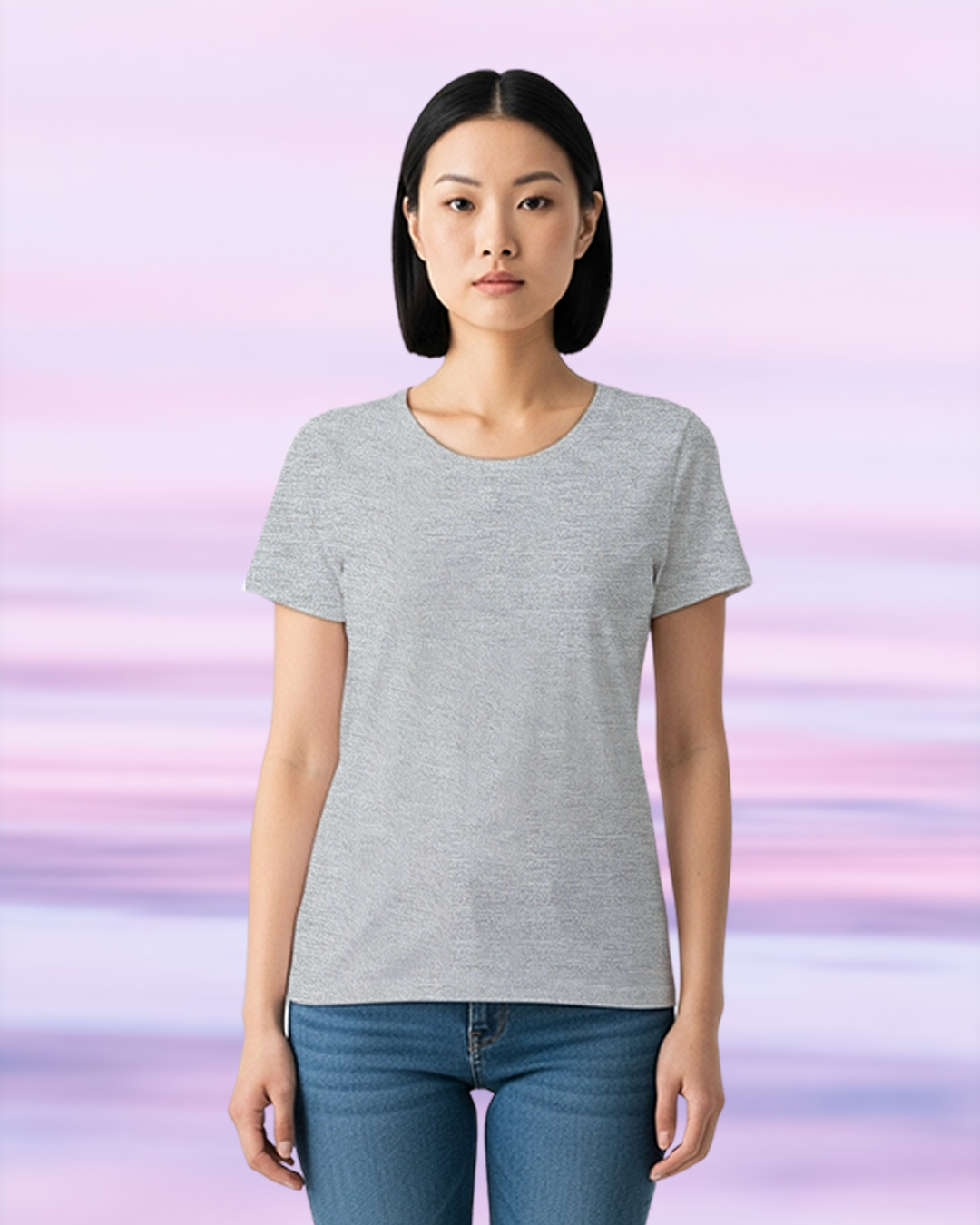 Grey Melange Solid Classic Standard T-Shirt
