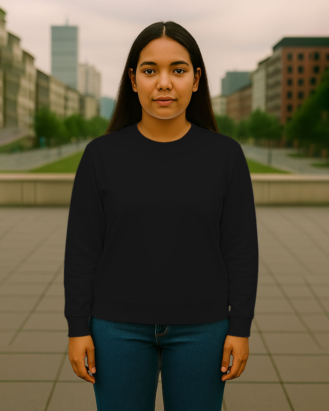 Women&amp;#39;s Black Regular Sweatshirt