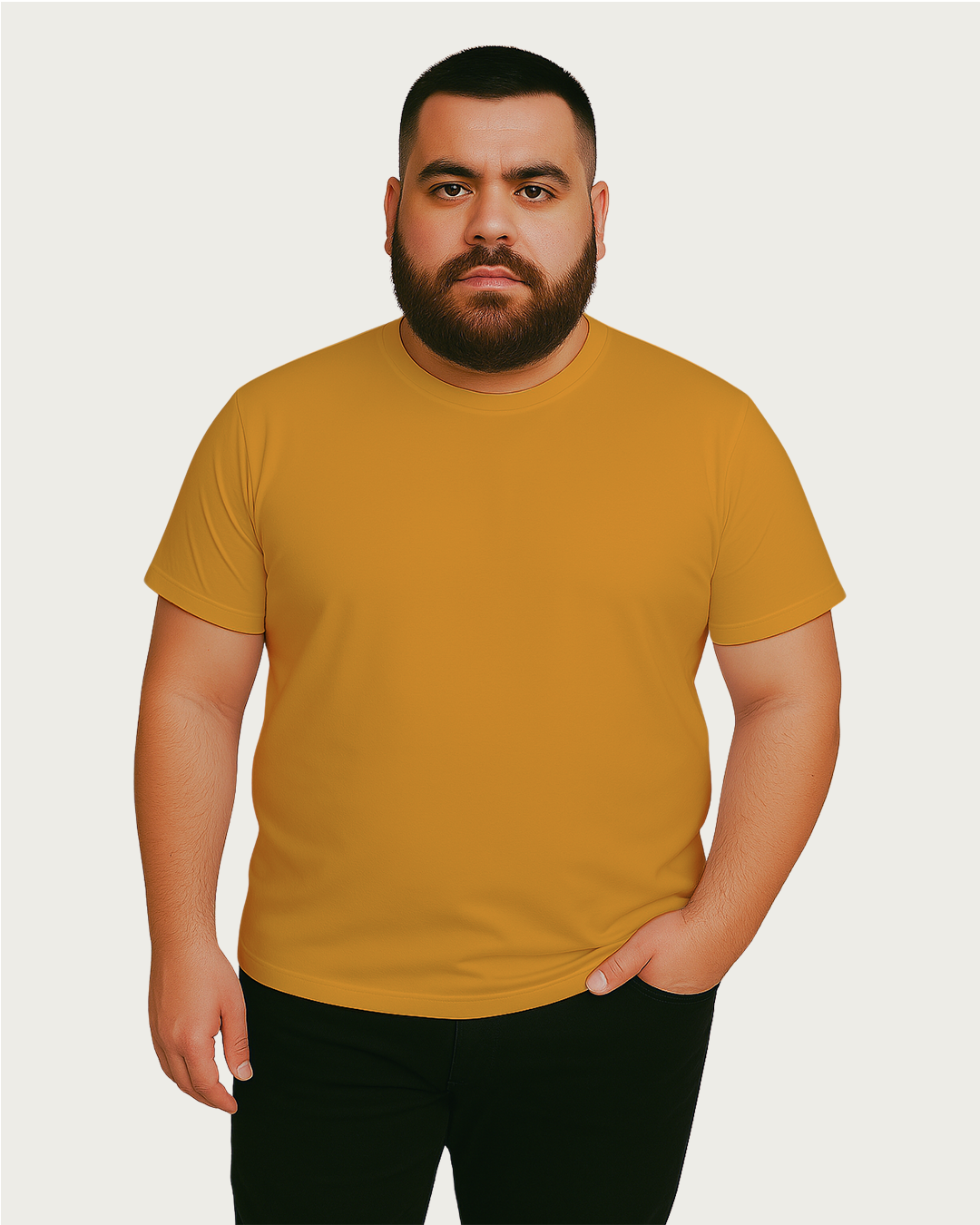 Golden Yellow Plain Classic Standard T-Shirt Plus Size