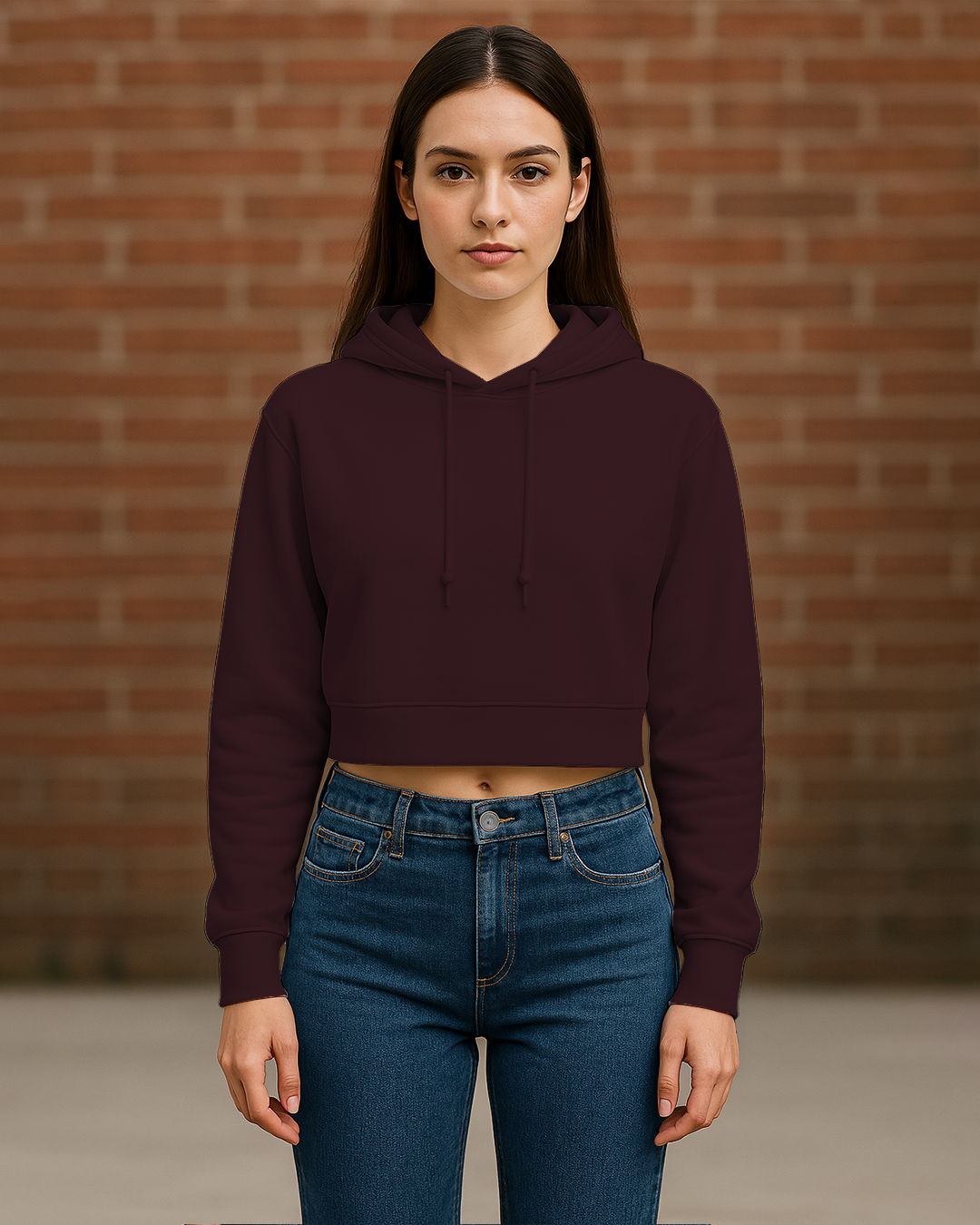 Women&amp;#39;s Maroon Cropped Hoodies