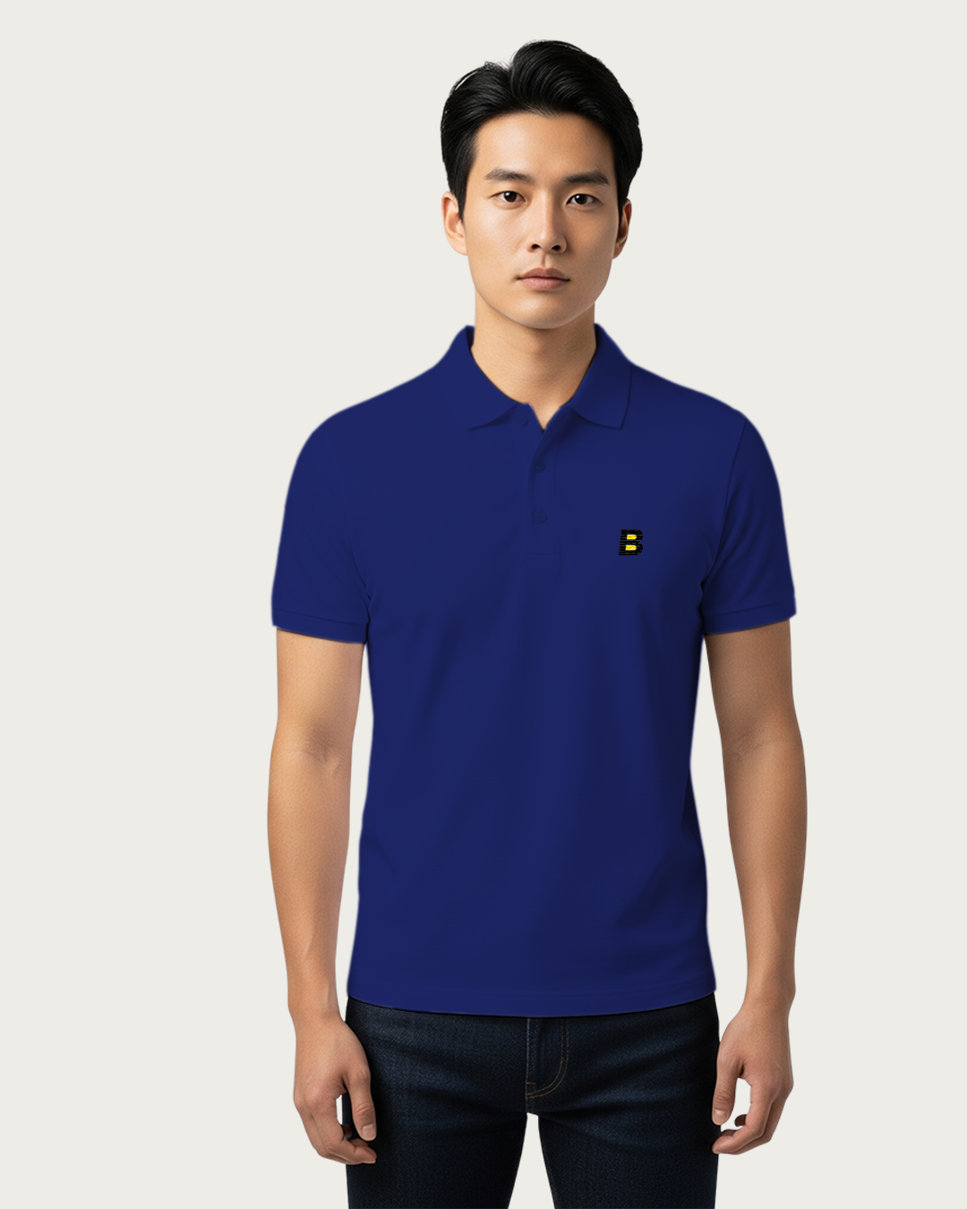Bencut Men&amp;#39;s Royal Blue Solid Polo Neck T-shirt
