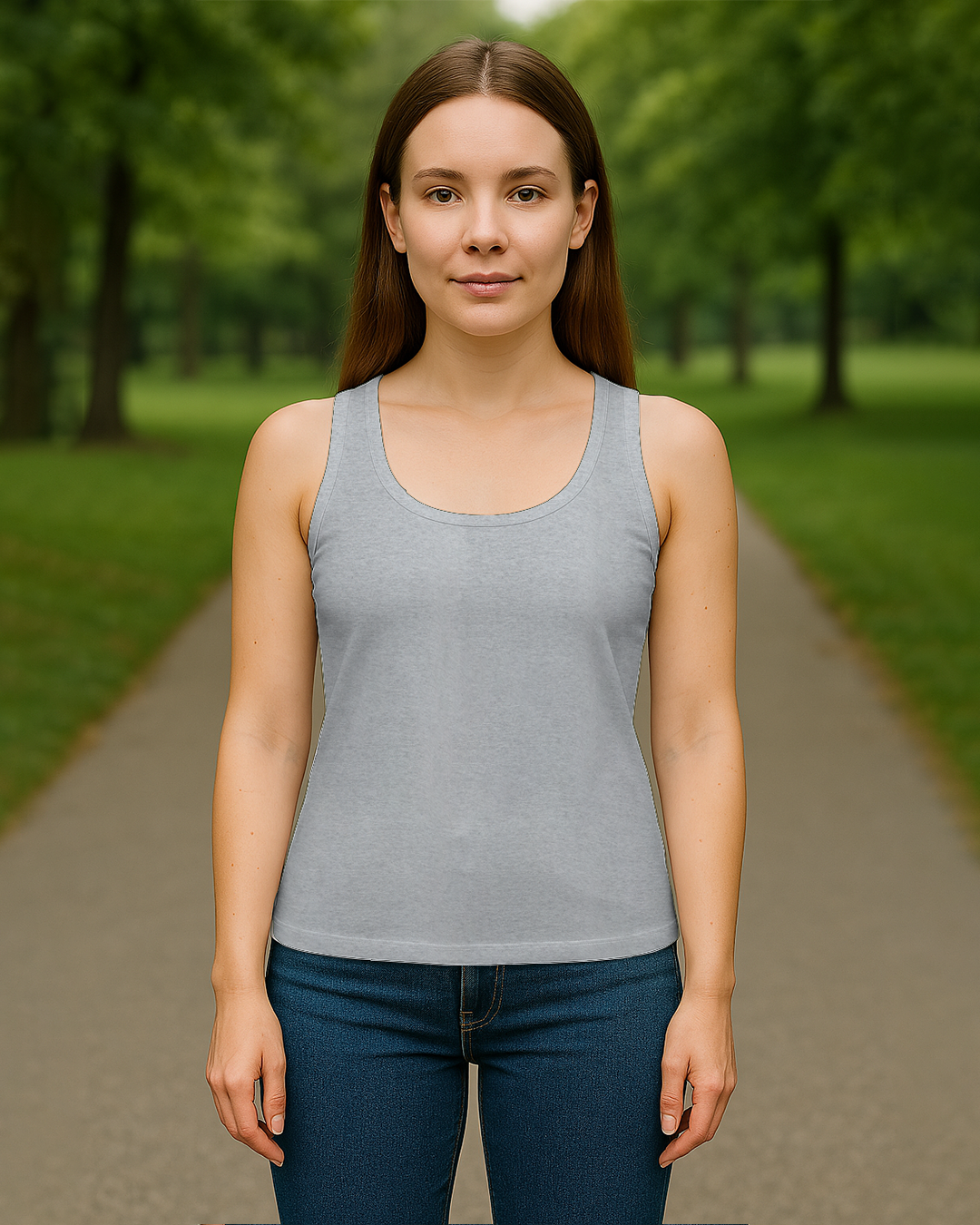 Women&amp;#39;s Tank Top – Premium Cotton, Regular Fit Grey Melange