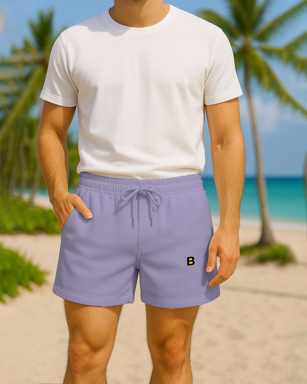 Bencut Men&amp;#39;s Regular Fit Terry Cotton Shorts Lavender