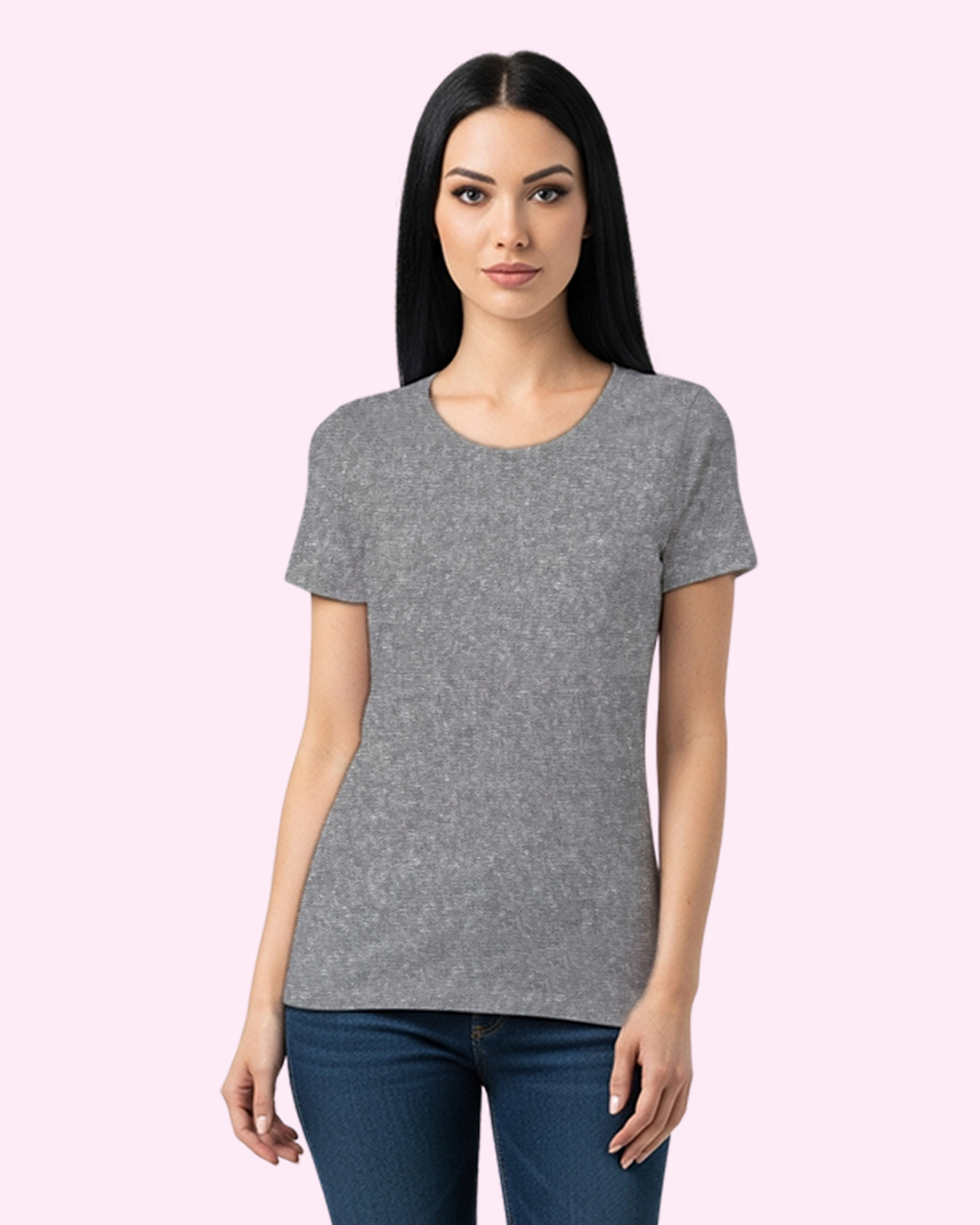 Charcoal Melange Solid Classic Standard T-Shirt