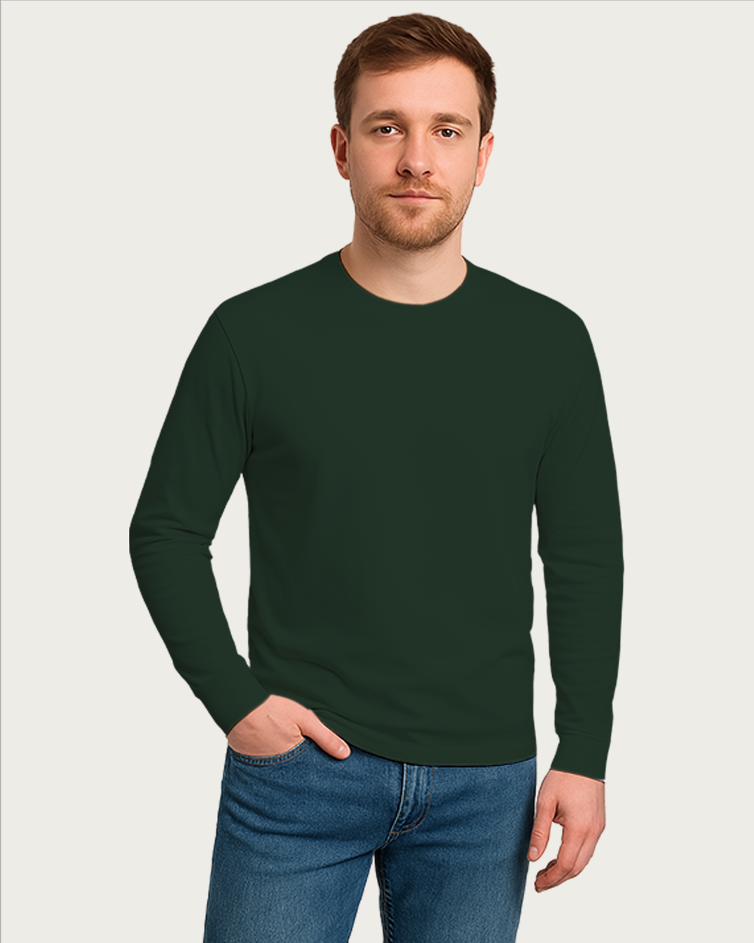 Bencut Men&amp;#39;s Bottle Green Full Sleeve T-shirt